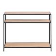 Seaford Console Table - with Shelves - Oak and Black Metal