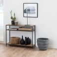 Seaford Console Table - with Shelves - Oak and Black Metal
