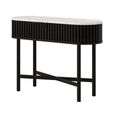 Soho Black Console Table - 2 Door - Slatted Oval - White Marble Top