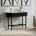 Soho Black Console Table - 2 Door - Slatted Oval - White Marble Top
