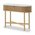 Soho Oak Console Table - 2 Door - Oval Slatted - White Marble Top