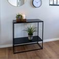 Vita Console Table with Shelf - Black Metal