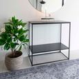 Vita Console Table with Shelf - Black Metal