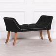 Hall Bench - Black Velvet Fabric
