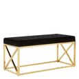 Allure Hall Bench - Black Fabric Tufted - Gold Base