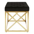 Allure Hall Bench - Black Fabric Tufted - Gold Base