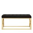 Allure Hall Bench - Black Fabric Tufted - Gold Base