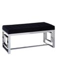 Allure Hall Bench - Black Fabric Tufted - Chrome Legs