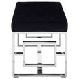 Allure Hall Bench - Black Fabric Tufted - Chrome Legs
