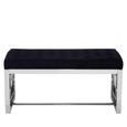Allure Hall Bench - Black Fabric Tufted - Chrome Base