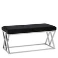 Allure Hall Bench - Black Velvet Fabric - Chrome Base