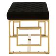 Allure Hall Bench - Black Velvet Fabric - Gold Base