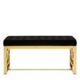 Allure Hall Bench - Black Velvet Fabric - Gold Base