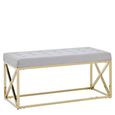 Allure Hall Bench - Mink Velvet Fabric - Gold Base