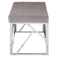 Allure Hall Bench - Mink Velvet Fabric - Chrome Base