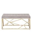 Allure Hall Bench - Mink Velvet Fabric - Gold Legs