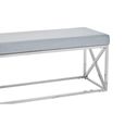 Allure Hall Bench - Powder Blue Fabric - Chrome Base