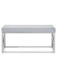 Allure Hall Bench - Powder Blue Fabric - Chrome Base