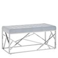 Allure Hall Bench - Powder Blue Fabric - Geometric Chrome Base