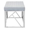 Allure Hall Bench - Powder Blue Fabric - Geometric Chrome Base