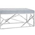 Allure Hall Bench - Powder Blue Fabric - Geometric Chrome Base