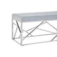 Allure Hall Bench - Powder Blue Fabric - Geometric Chrome Base