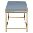 Allure Hall Bench - Powder Blue Fabric - Gold Base