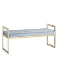Allure Hall Bench - Powder Blue Fabric Tufted - Gold Base