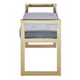 Allure Hall Bench - Powder Blue Fabric Tufted - Gold Base