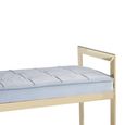 Allure Hall Bench - Powder Blue Fabric Tufted - Gold Base