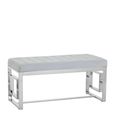 Allure Hall Bench - Powder Blue Velvet Fabric - Chrome Base