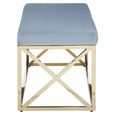 Allure Hall Bench - Powder Blue Velvet Fabric - Gold Base