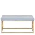 Allure Hall Bench - Powder Blue Velvet Fabric - Gold Base