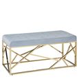 Allure Hall Bench - Powder Blue Velvet Tufted Fabric - Gold Base
