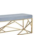 Allure Hall Bench - Powder Blue Velvet Tufted Fabric - Gold Base