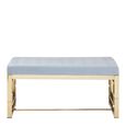Allure Hall Bench - Powder Grey Fabric Tufted - Gold Base