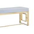 Allure Hall Bench - Powder Grey Fabric Tufted - Gold Base