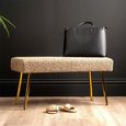 Hall Bench - Oval - Beige Boucle Fabric and Gold Metal