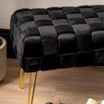 Hall Bench - Black Velvet Fabric and Gold Hairpin Legs