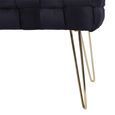 Hall Bench - Black Velvet Fabric and Gold Hairpin Legs