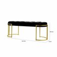 Hall Bench - Oval - Black Velvet Fabric and Gold Metal