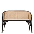 Cebu Bench - Black Beech Wood with Beige Fabric
