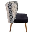Cefena Bench - Moroccan - White and Black Fabric with Backrest