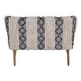 Cefena Bench - Moroccan - White and Black Fabric with Backrest