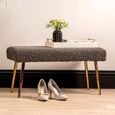 Hall Bench - Oval - Charcoal Grey Boucle Fabric and Gold Metal