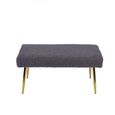 Hall Bench - Oval - Charcoal Grey Boucle Fabric and Gold Metal
