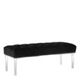 Clarence Bench - Black Velvet Fabric - with Button Tufted Design
