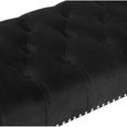 Clarence Bench - Black Velvet Fabric - with Button Tufted Design