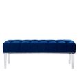 Clarence Bench - Blue Velvet Fabric - with Button Tufted Design