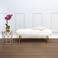 Clarence Bench - White Faux Fur with Gold Legs